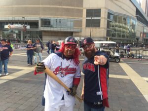 My Tribe crazy pastor Dave with Fan Man before the game.