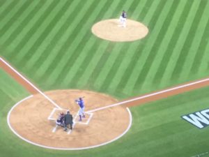 First pitch of the game to Fowler. It was a strike.